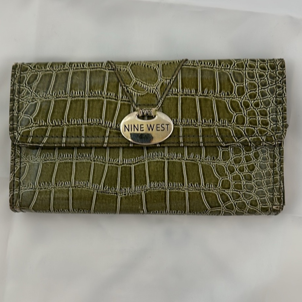 Green Faux Croc Leather Nine West Wallet